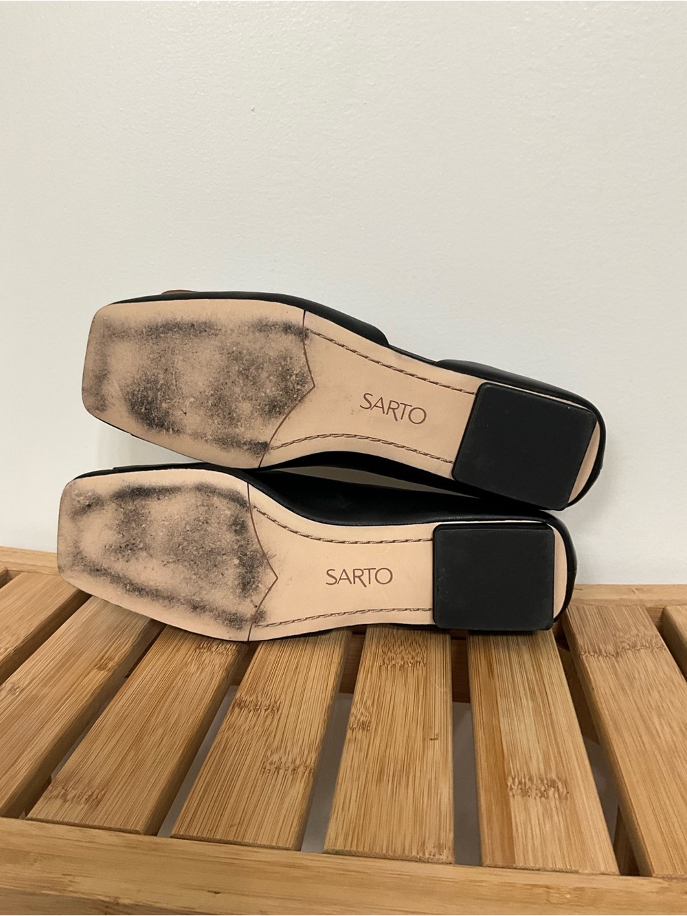 SARTO by Franco Sarto Black Leather D’Orsay Flats Women’s 8.5M EU 39 Square Toe - Picture 6 of 6
